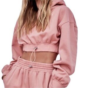 Women's Pink Cropped Hoodie